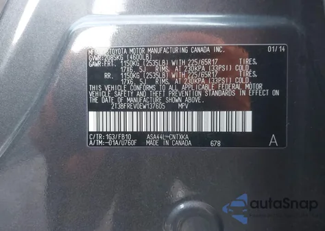 2014 Toyota Rav4 Le z USA, uszkodzony, nr VIN 2T3BFREV0EW137605